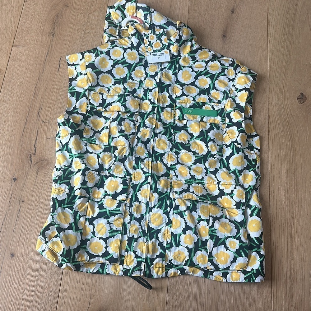 Diane Von Furstenberg Athleisure Floral Packable Travel Chic Colorful Jachet L - Picture 3 of 3